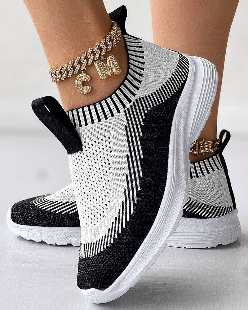 Colorblock Slip On Knit Running Sneakers