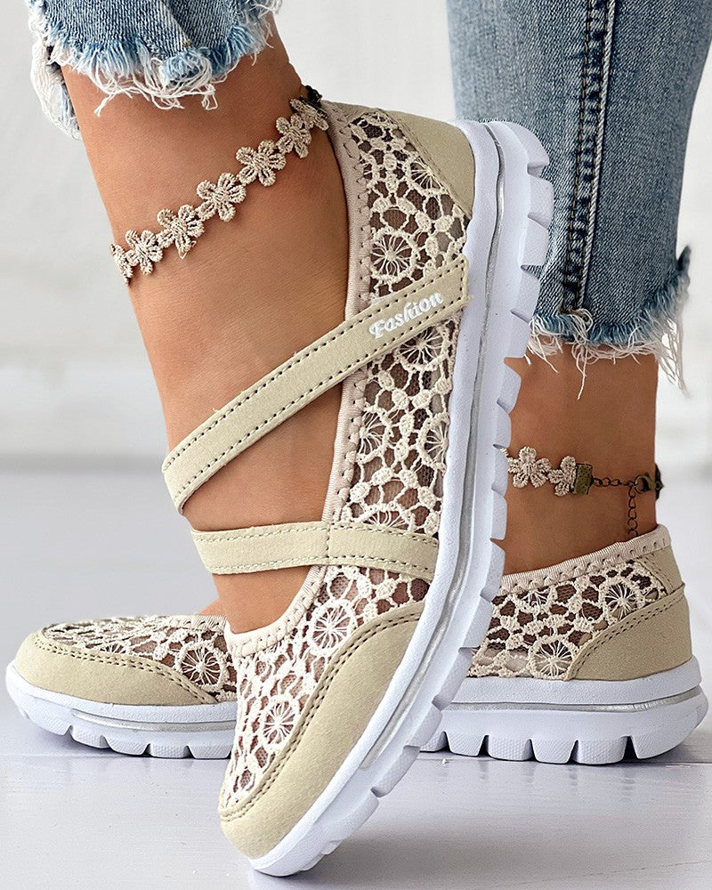 Contrast Lace Slip on Casual Sneakers