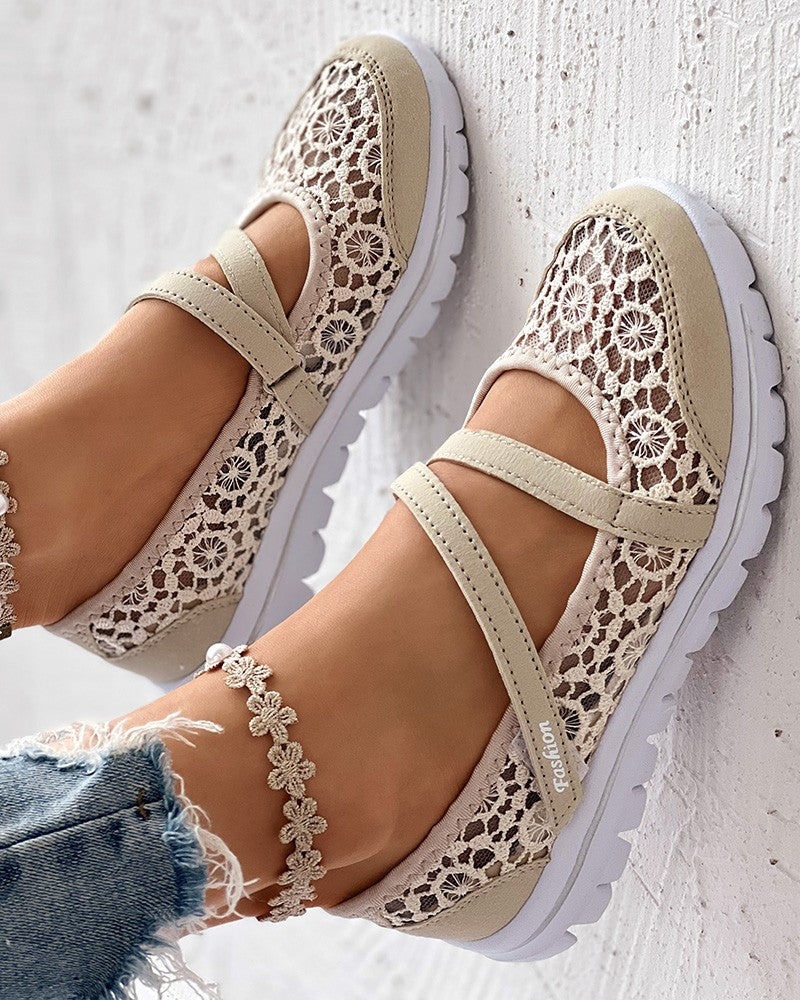 Contrast Lace Slip on Casual Sneakers