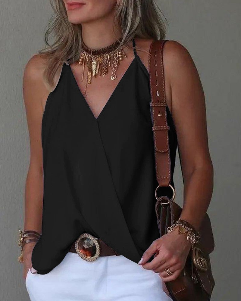 Halter Sleeveless Wrap Tank Top