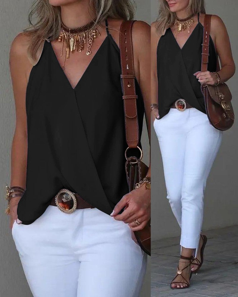 Halter Sleeveless Wrap Tank Top