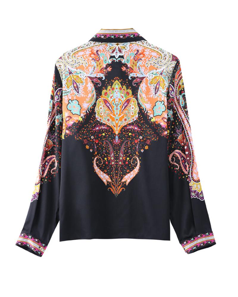 Paisley Print Long Sleeve Top