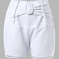 High Waist Belted Pocket Design Shorts