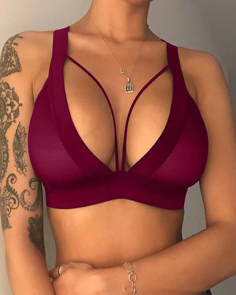 Cutout Mesh Thick Strap Bralette