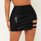 Ladder Cutout PU Leather Skirt