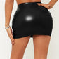 Ladder Cutout PU Leather Skirt