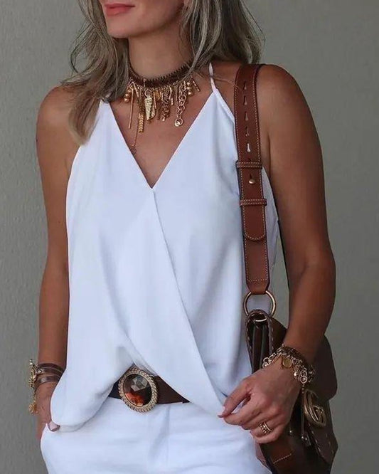 Halter Sleeveless Wrap Tank Top