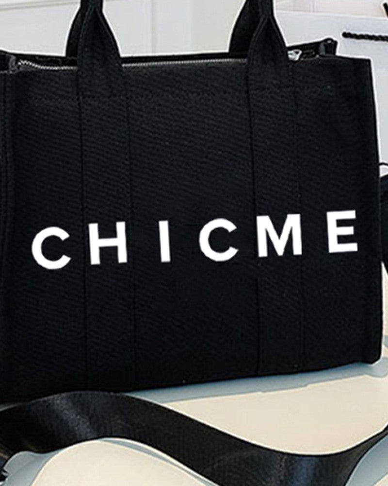 ChicMe Print Canvas Small Tote Bag