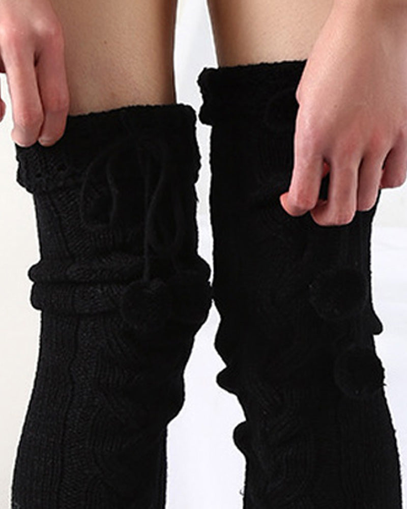 1Pair Thigh High Cable Knit Leg Warmers Winter Warm Long Boot Socks