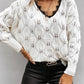 Contrast Lace V Neck Hollow out Sweater