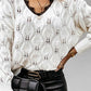 Contrast Lace V Neck Hollow out Sweater