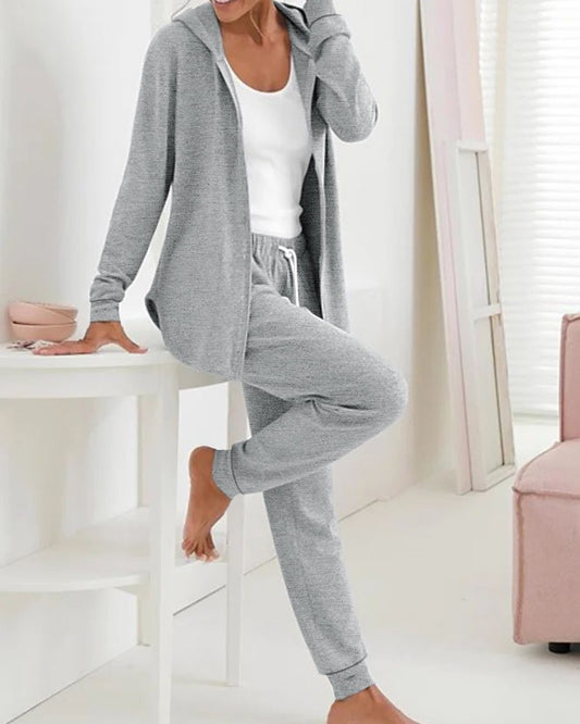 Long Sleeve Hooded Top & Drawstring Pants Set