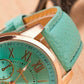 1pc Leather Band Quartz Watch