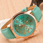 1pc Leather Band Quartz Watch