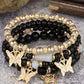 1pc Crystal Stone Beaded Butterfly Multi Layer Bracelet