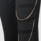 Chain Decor Cutout Skinny Pants